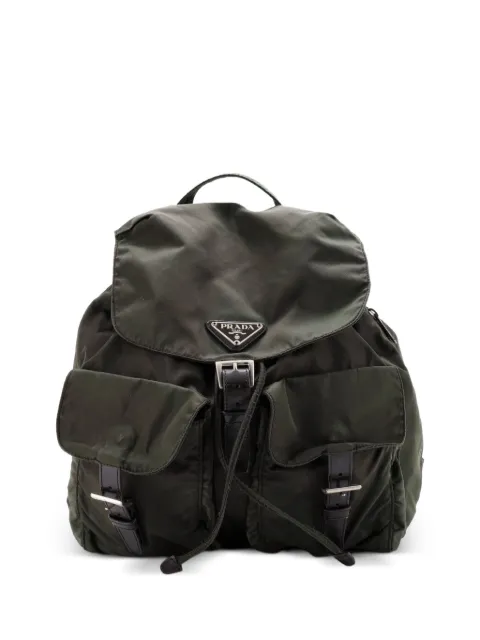 Prada Pre-Owned mochila Vela pequeña de piel Saffiano con bolsillo en la parte delantera