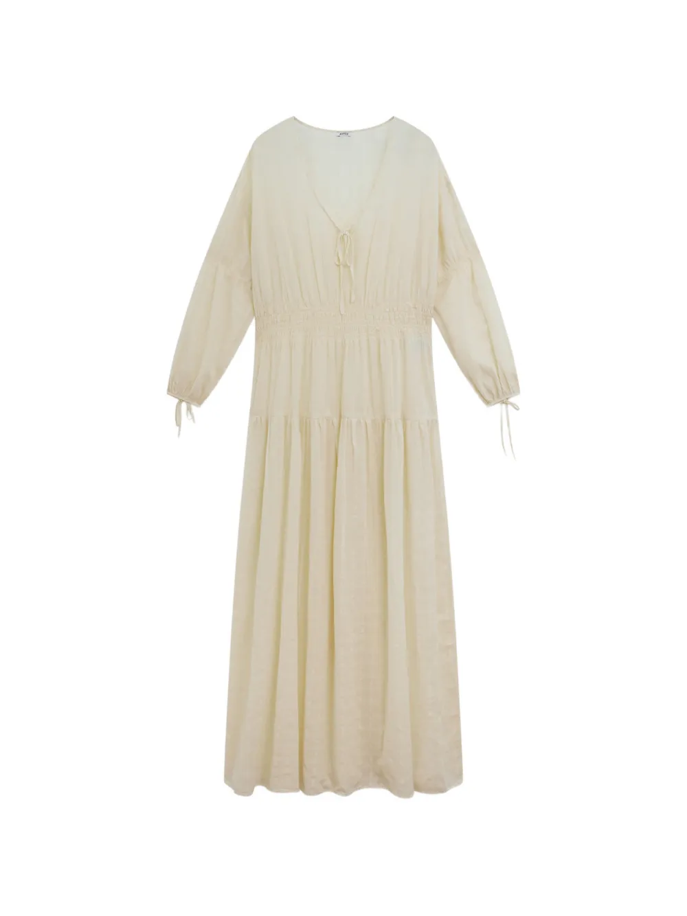 ASPESI tiered shirred midi dress - Toni neutri