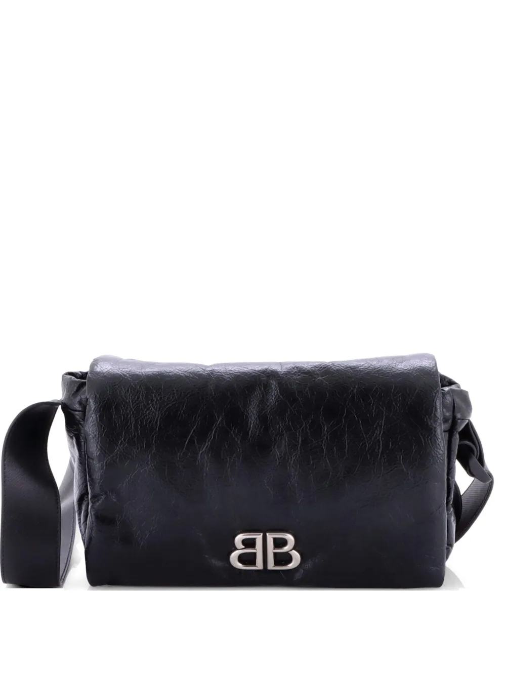 Balenciaga Pre-Owned Monaco Messenger Flap Bag Leather Small crossbody bag - Nero