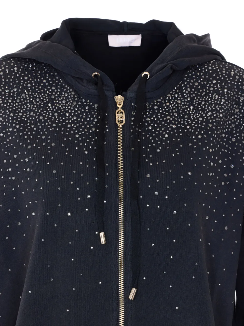 LIU JO Sweater met capuchon en edelstenen Zwart