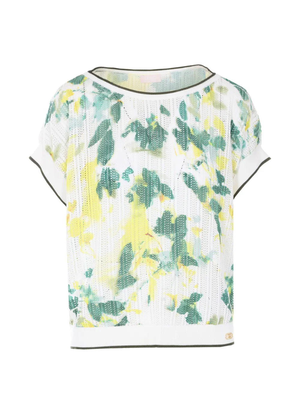 LIU JO floral-print boat-neck T-shirt - Weiß