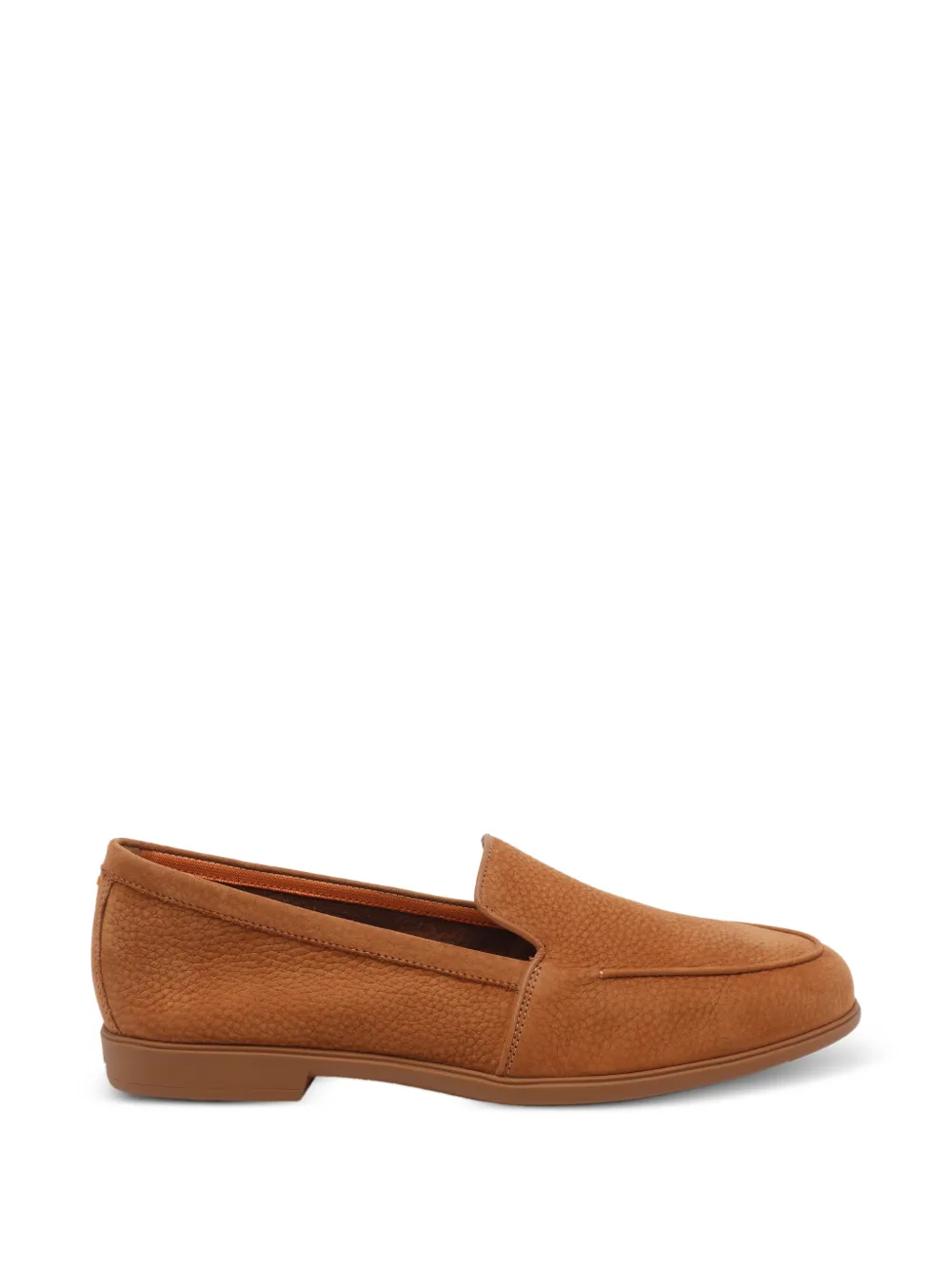Santoni round toe leather loafers - Marrone