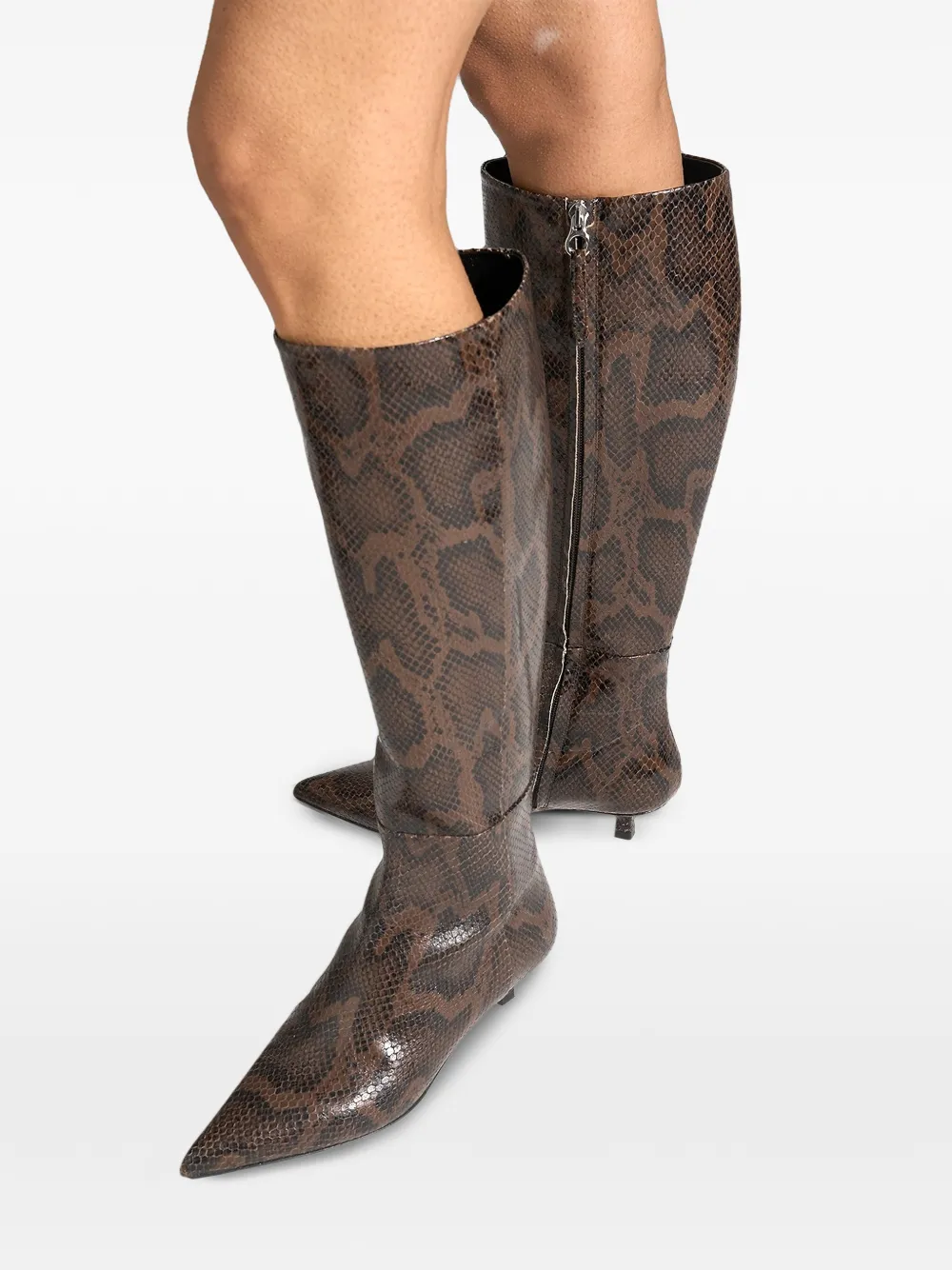Aeyde Sabrina snake-print pointed boots Bruin