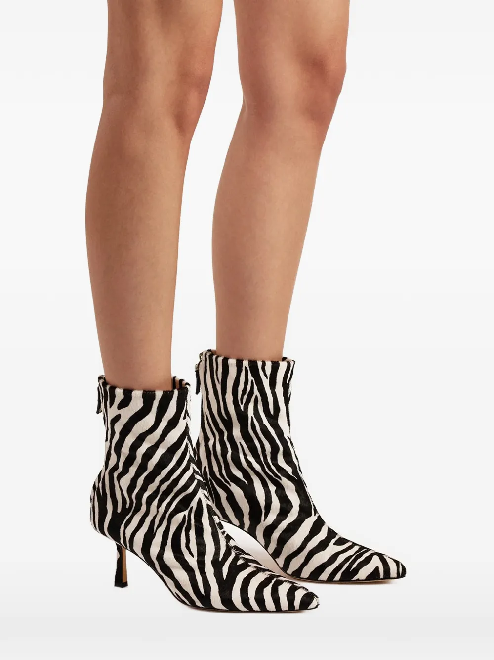 Studio Amelia Petra enkellaarzen met zebraprint Wit