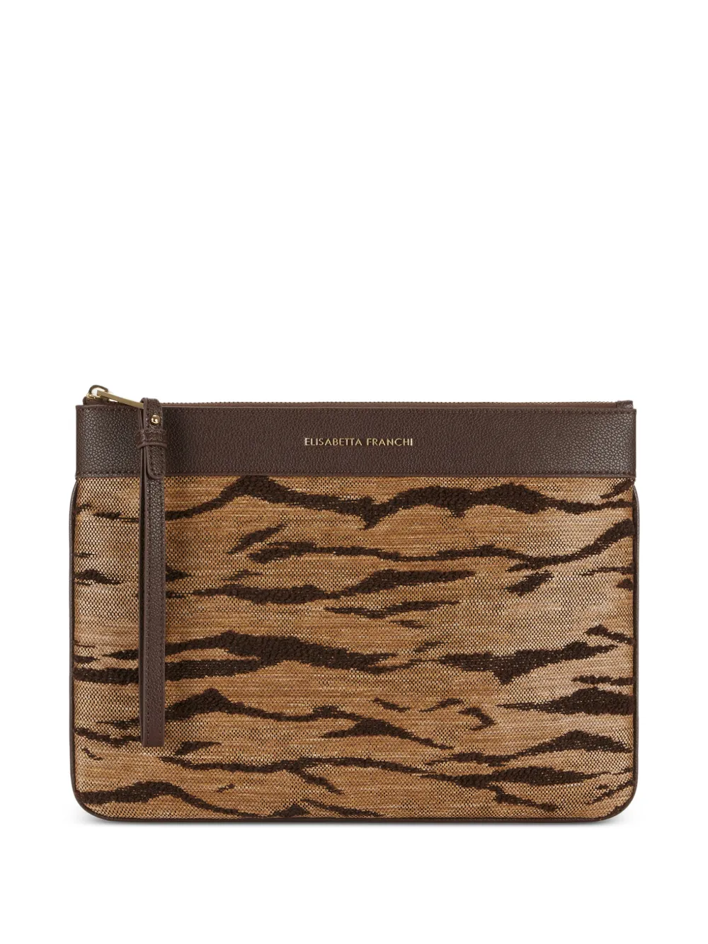 Elisabetta Franchi tiger-stripe clutch bags - Marrone