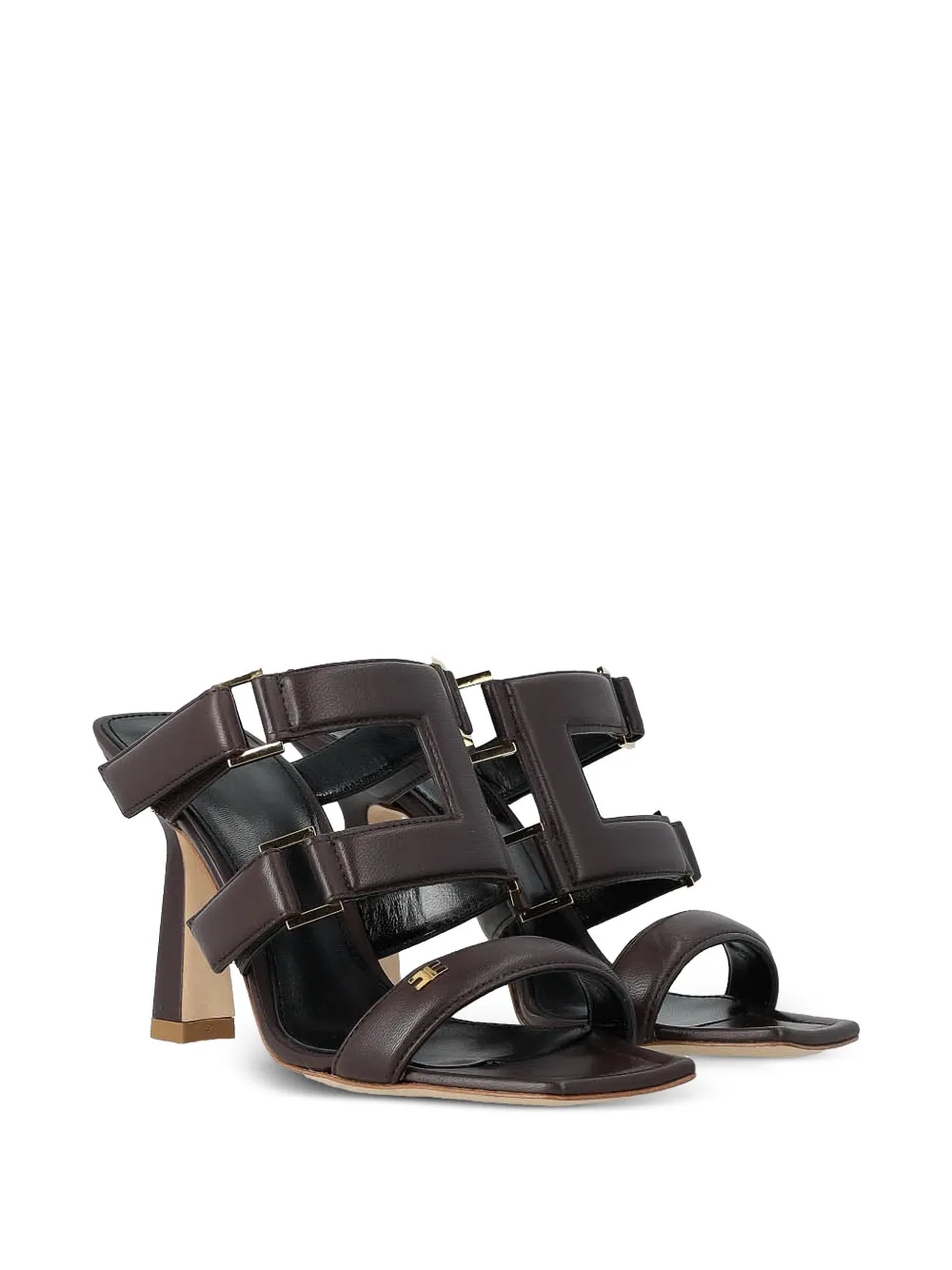 Elisabetta Franchi Leren sandalen Bruin