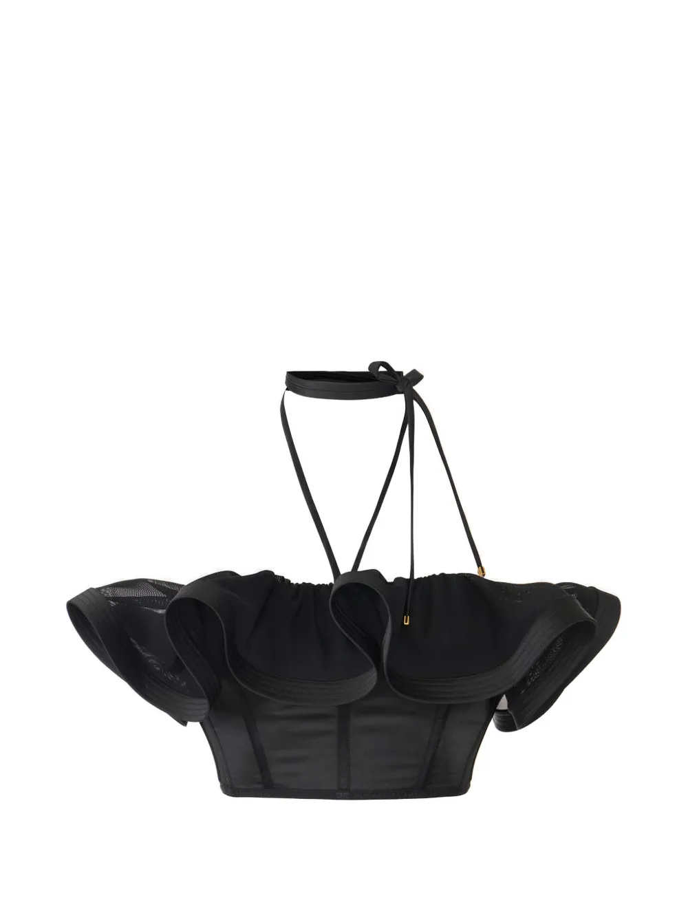 Elisabetta Franchi ruffled halterneck top - Nero
