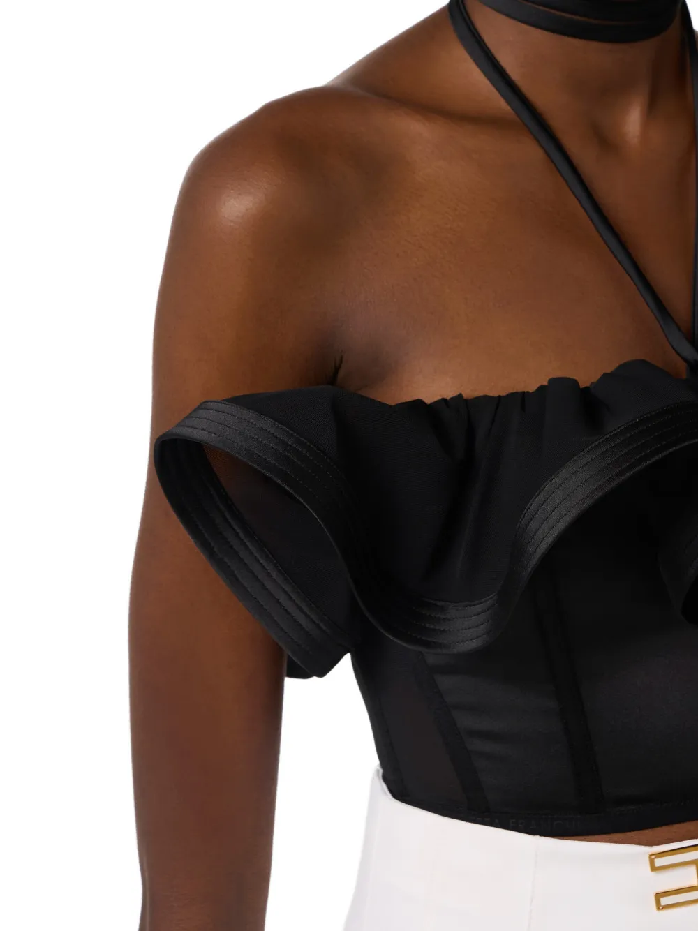 Elisabetta Franchi Haltertop met ruches Zwart