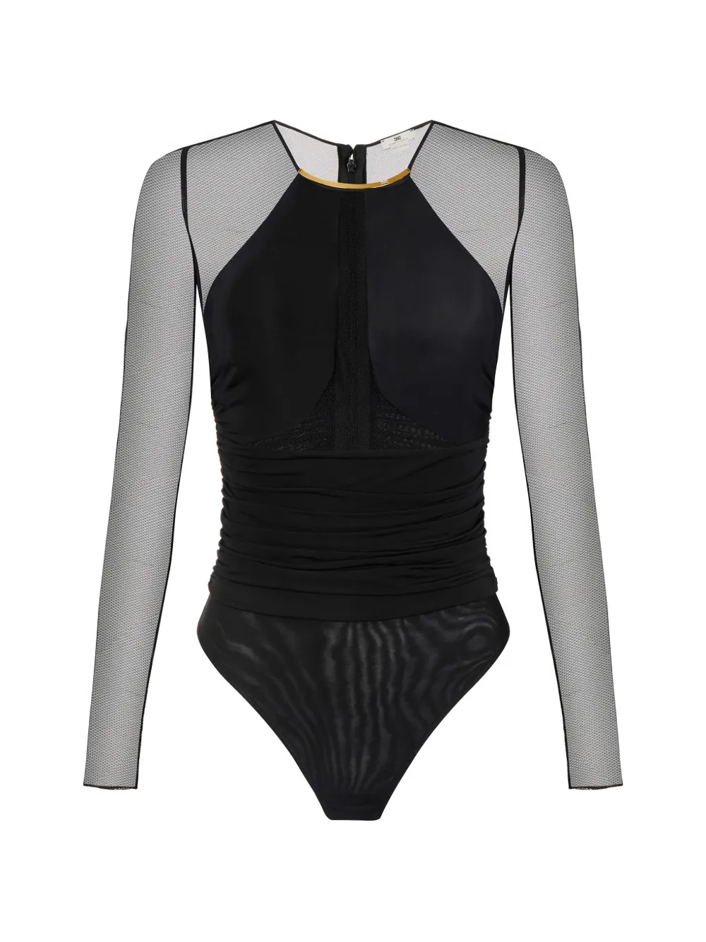 Elisabetta Franchi Lightweight Jersey With Jewel Detail Bodysuit In Black