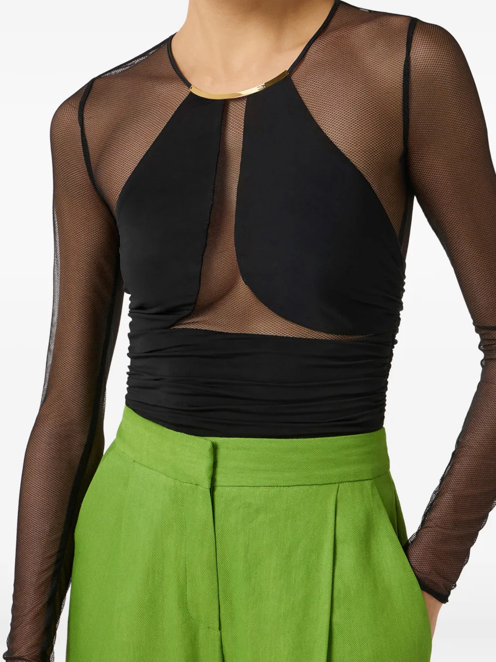 Elisabetta Franchi Lichtgewicht jersey body met juwelen detail Zwart