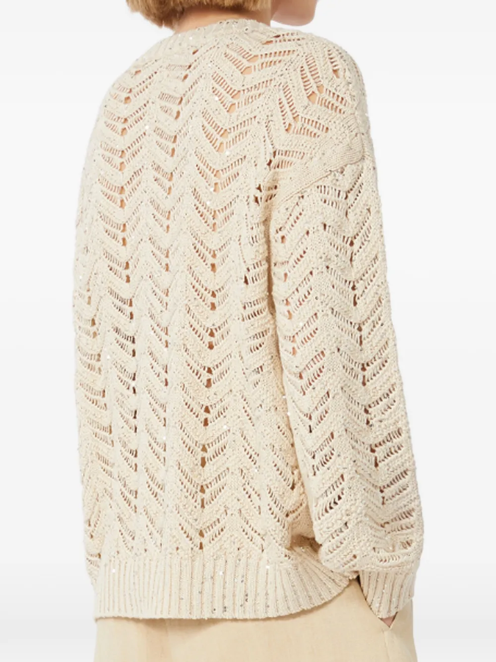 Openwork V-Neck Sweater