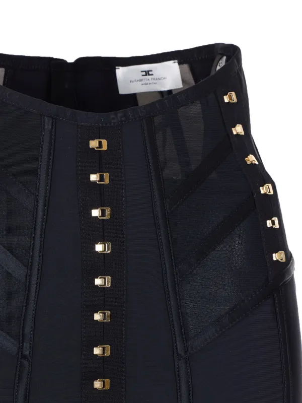 Elisabetta Franchi Midi hook-appliqué Skirt | Black | FARFETCH