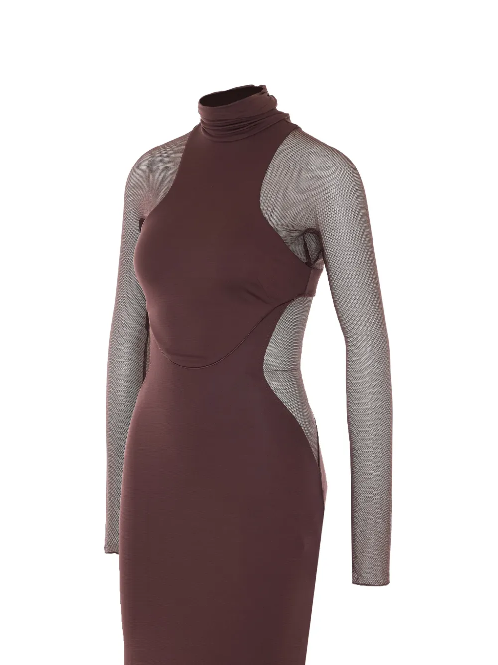 High-Neck Transparent-Sleeves Dress