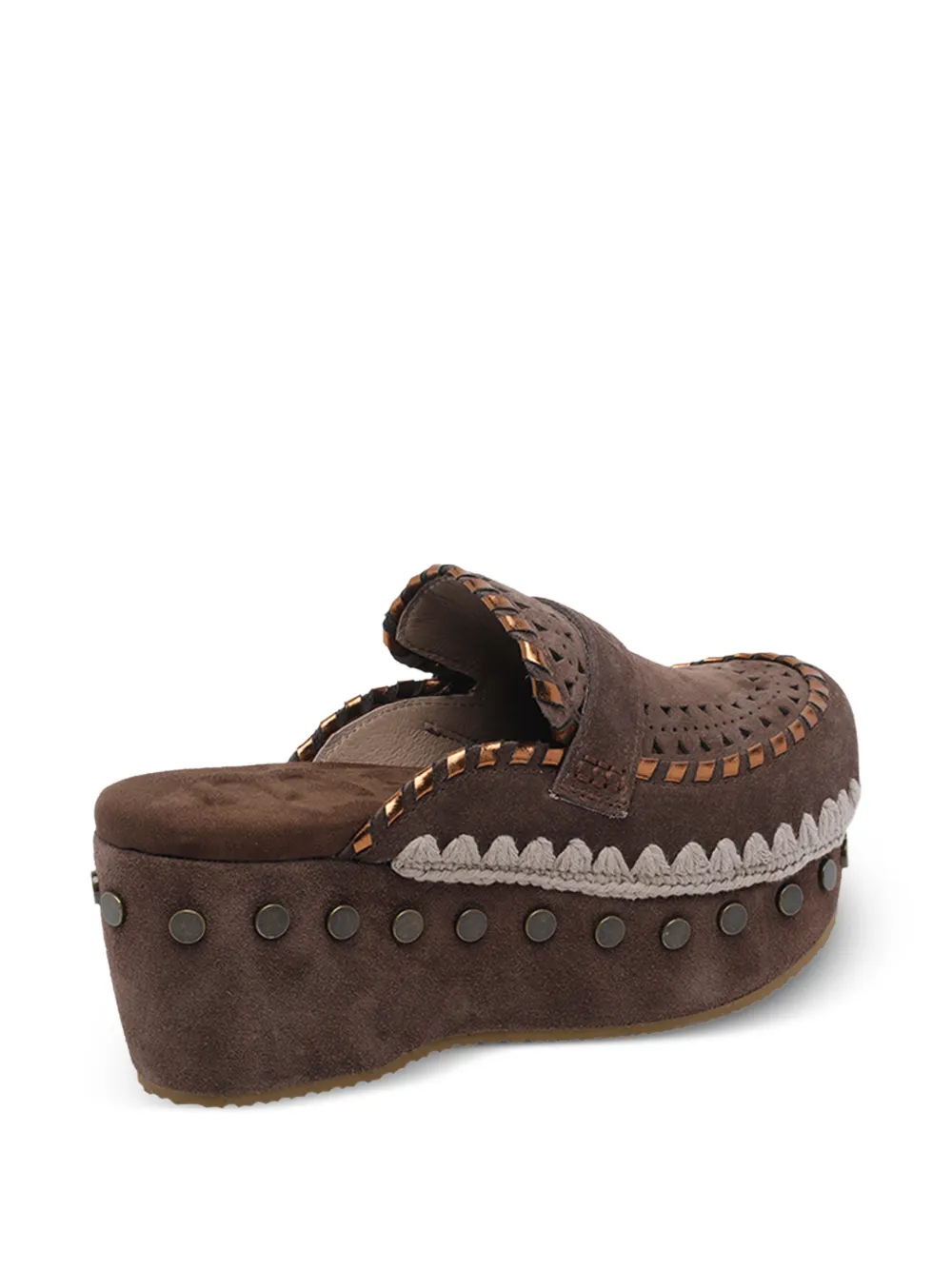 Mou Suède muiltjes met studs en uitgesneden details Bruin