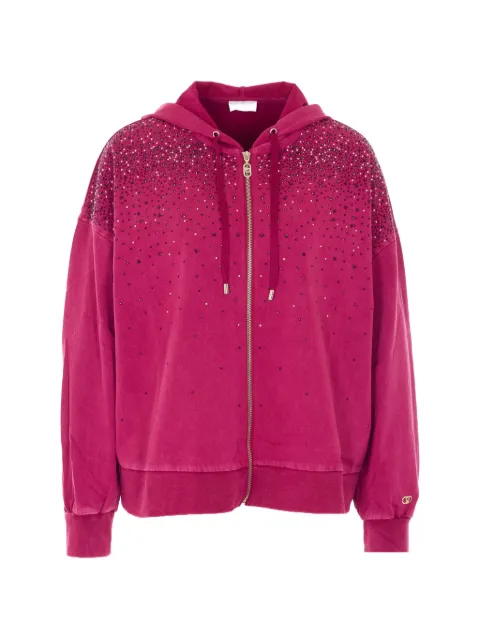 LIU JO rhinestones-embellishment zip-fastening hoodie