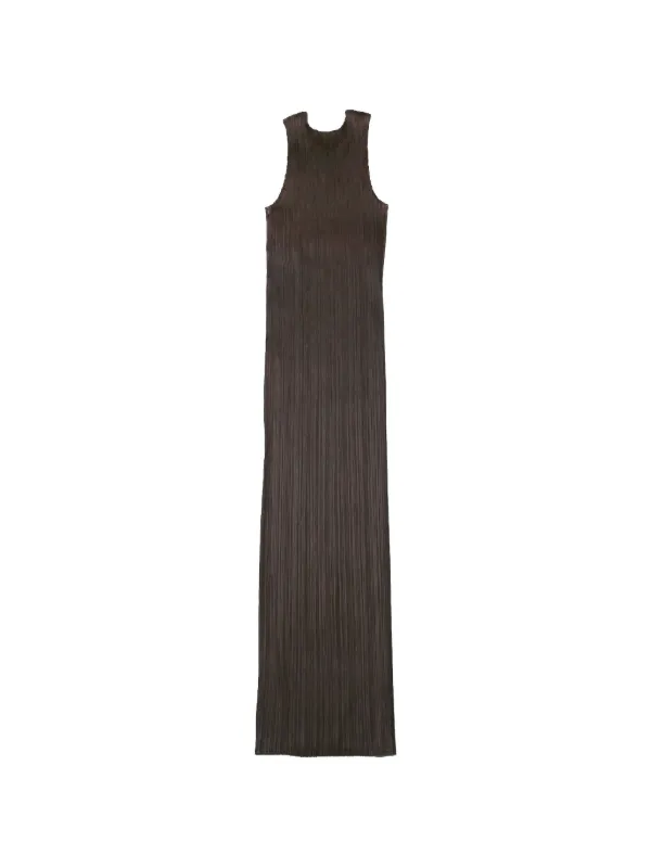 Pleats Please Issey Miyake Pleated Maxi Dress | Brown