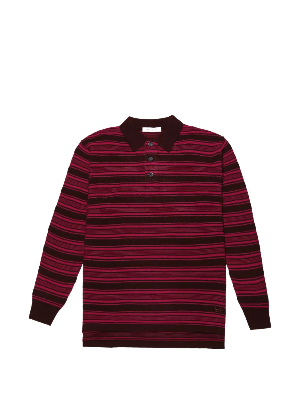 Wales Bonner striped long-sleeve polo shirt - Rosso