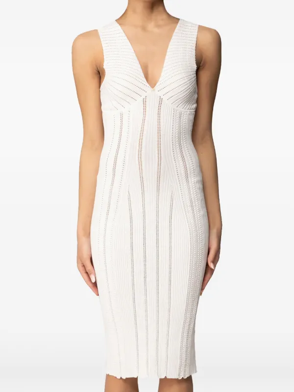 white v neck midi dress Leila V-Neck Low Back Satin Midi Dress Ivory