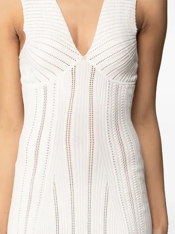 Elisabetta Franchi V-neck Midi Dress - White Elisabetta Franchi V-neck Midi Dress - White