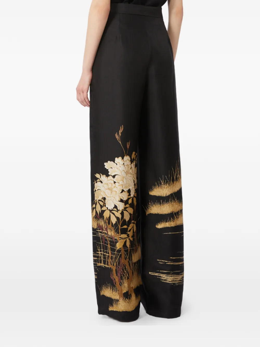 Max Mara Zijden broek met print Zwart