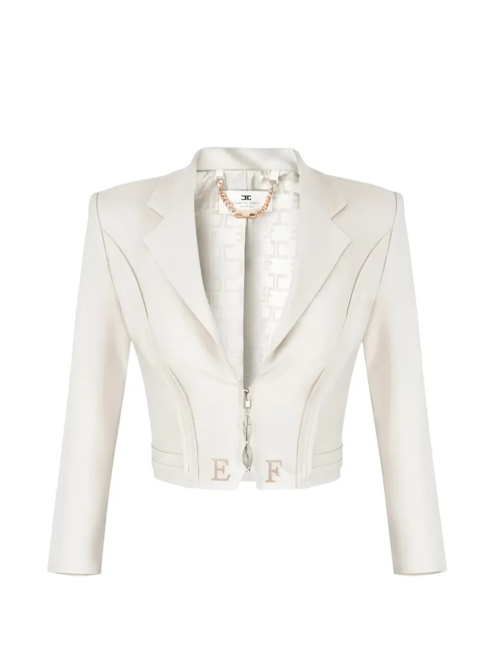 Elisabetta Franchi chain-detail cropped blazer - Toni neutri
