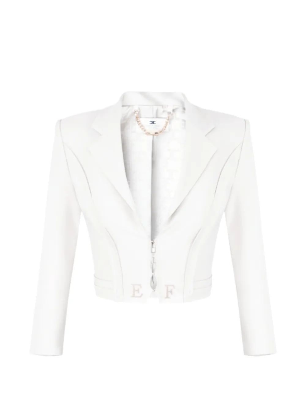 Elisabetta Franchi jacket in double-layer stretch crêpe-fabric with raw-edge trims