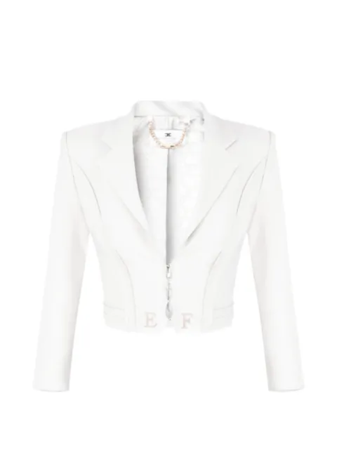 Elisabetta Franchi jacket in double-layer stretch crêpe-fabric with raw-edge trims