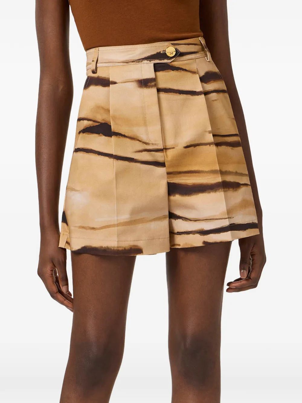 Elisabetta Franchi Shorts met tijgerprint Beige