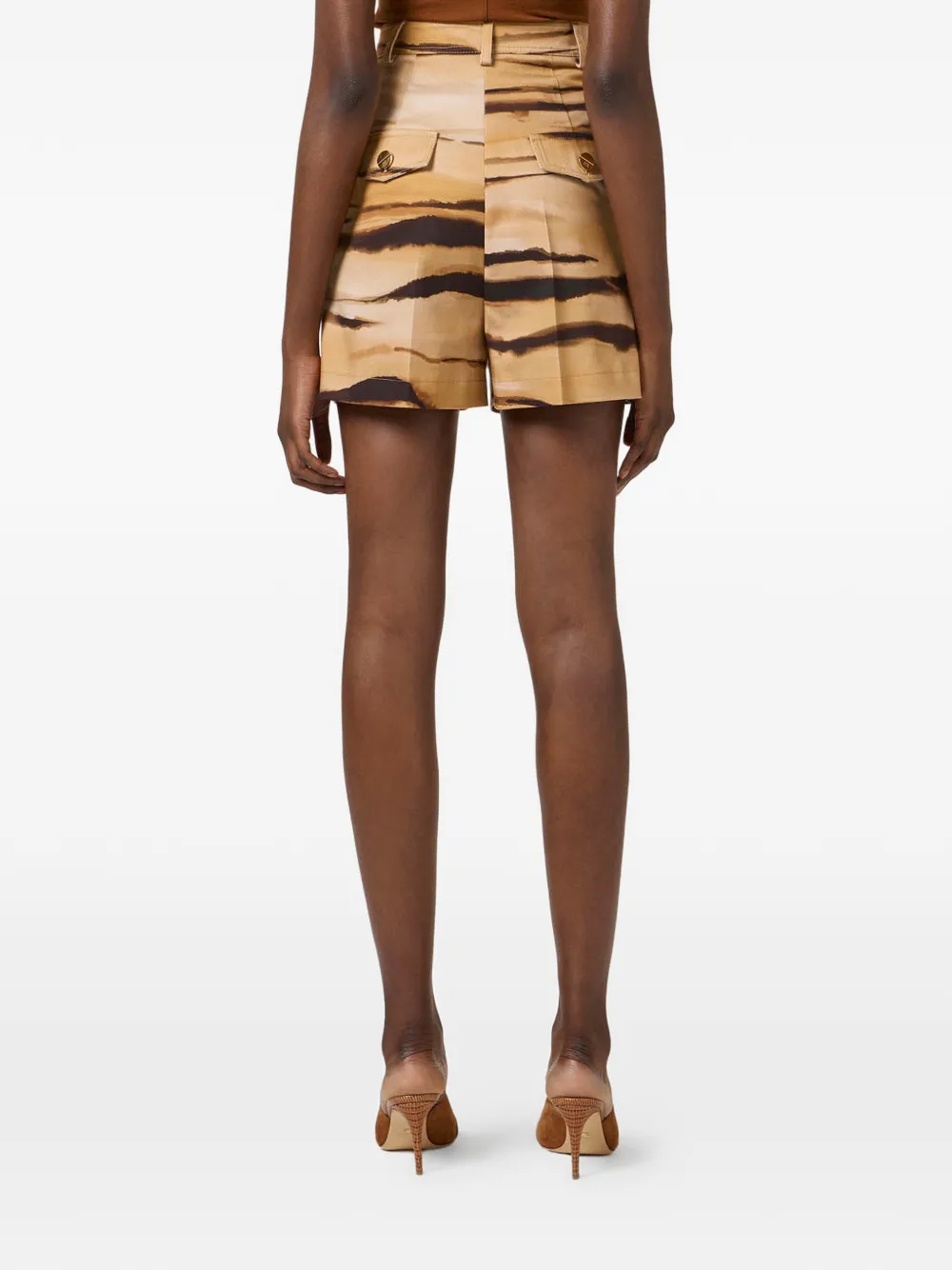 Elisabetta Franchi Shorts met tijgerprint Beige