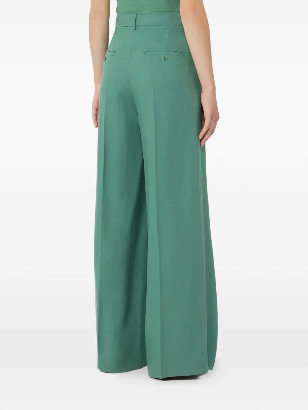  Weekend Max Mara Viscose And Linen Wide-leg Trousers - Green 