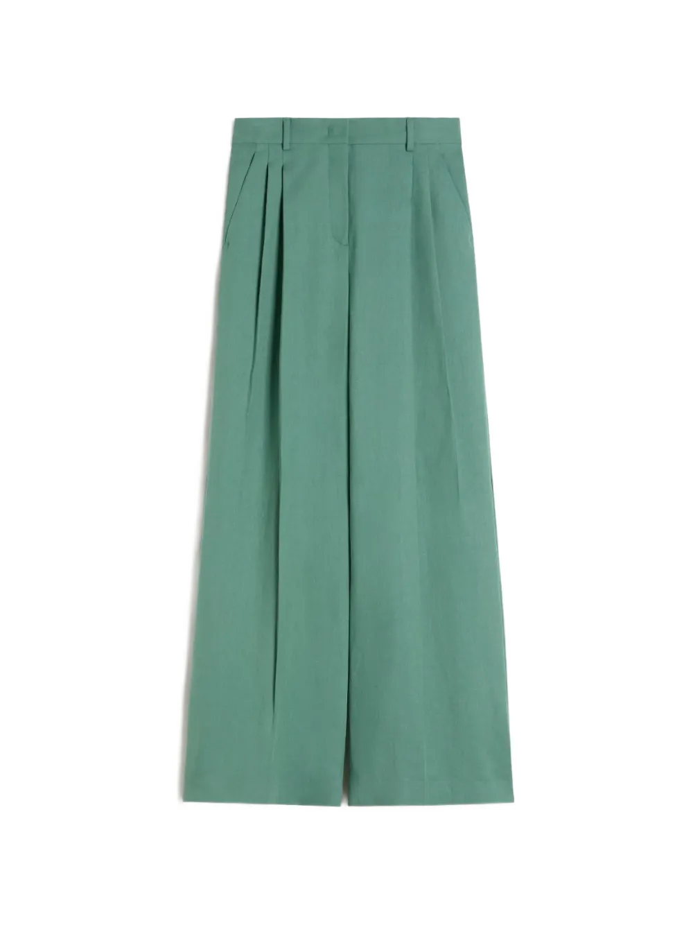 Weekend Max Mara Viscose And Linen Wide-leg Trousers In Green