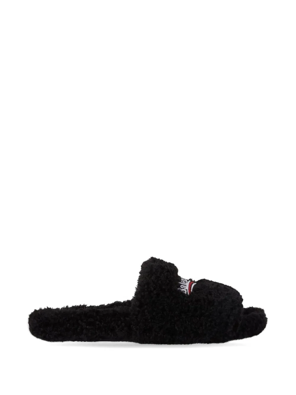Balenciaga furry sandals Zwart