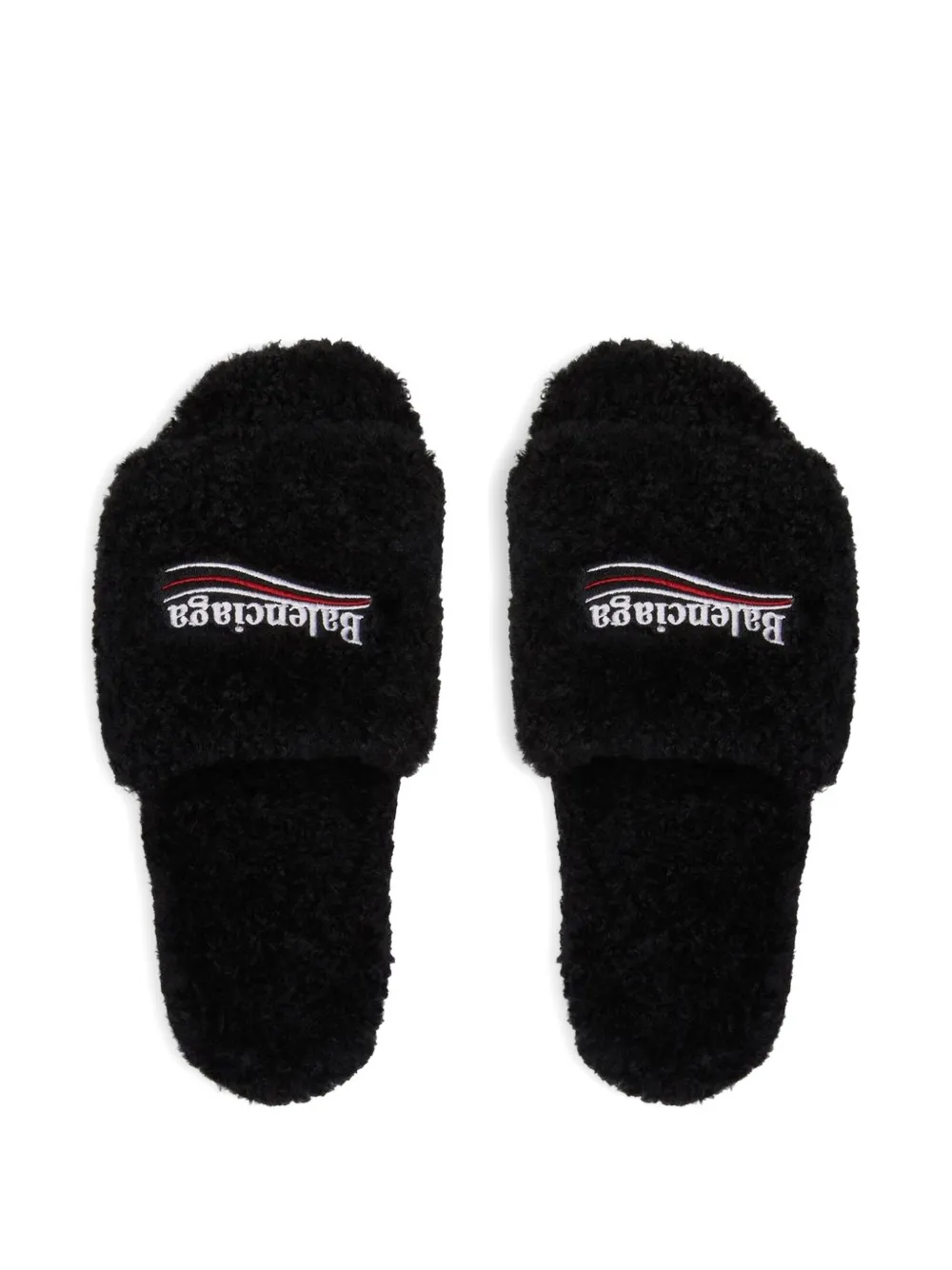 Balenciaga furry sandals Zwart