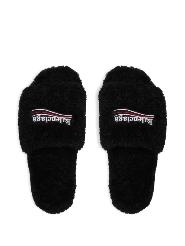 BALENCIAGA ファー サンダル ブラック Balenciaga Furry Open Sandals | Black | FARFETCH