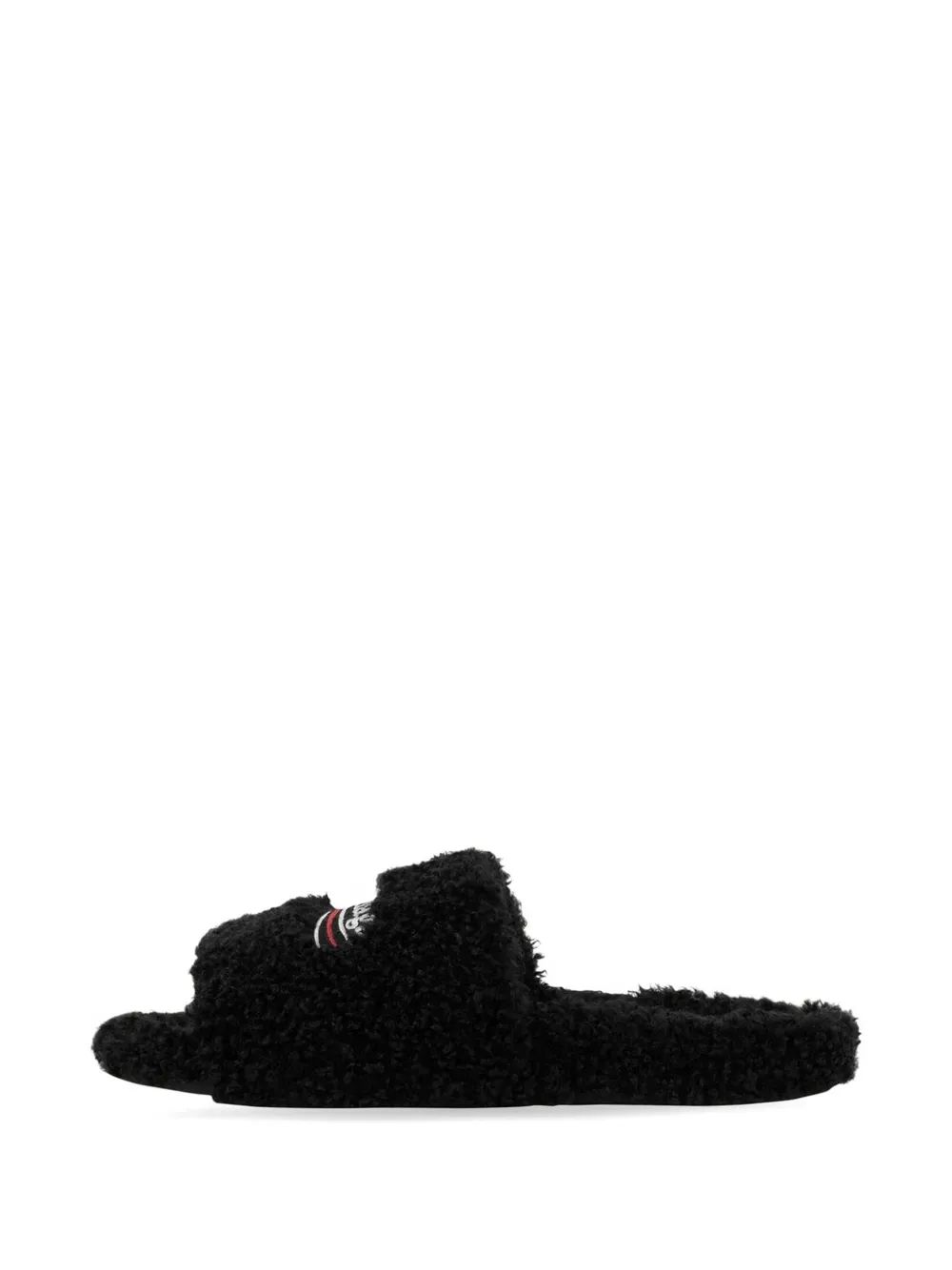 Balenciaga furry sandals Zwart