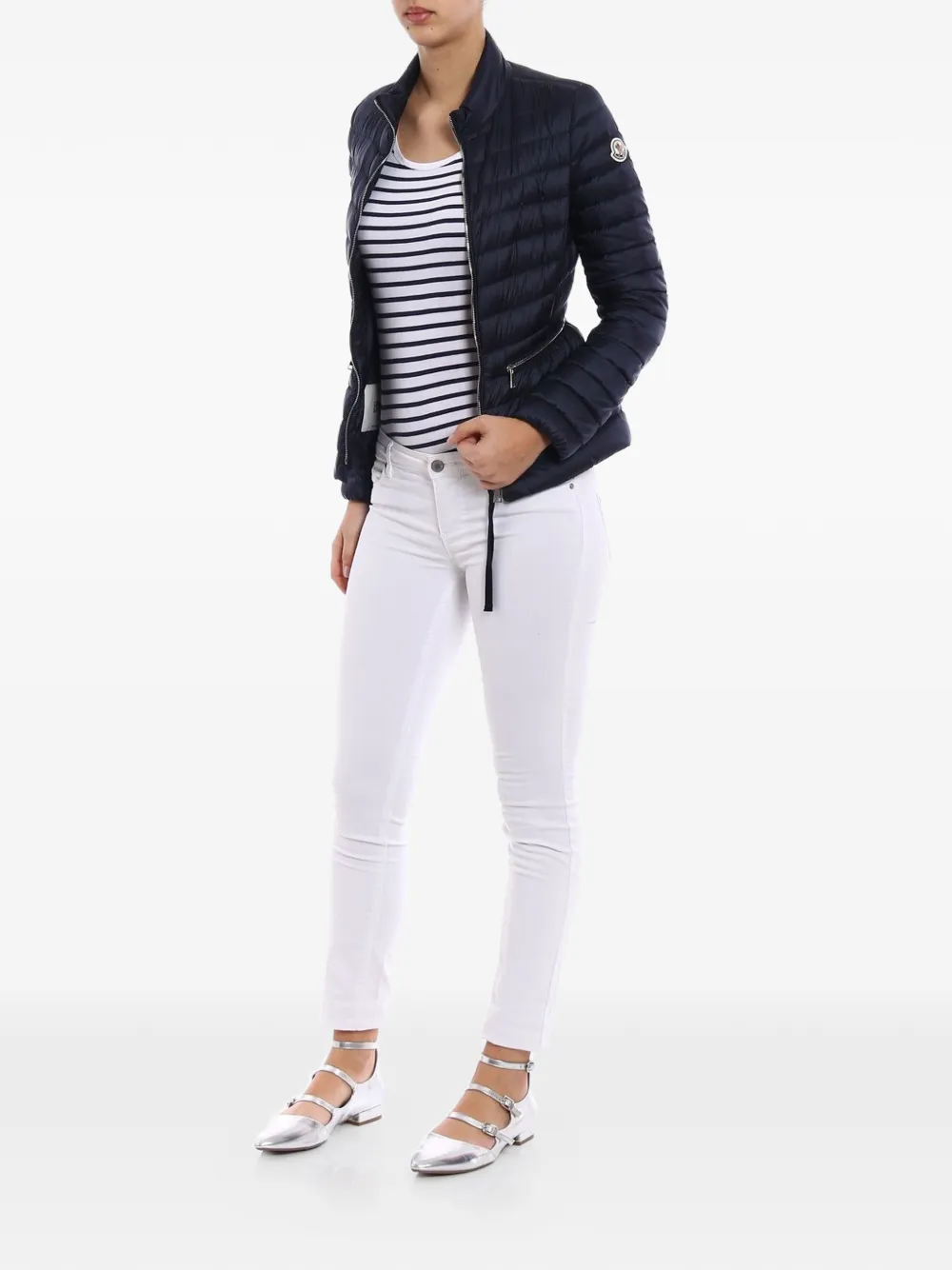 Moncler Agate gewatteerd jack met rits Blauw