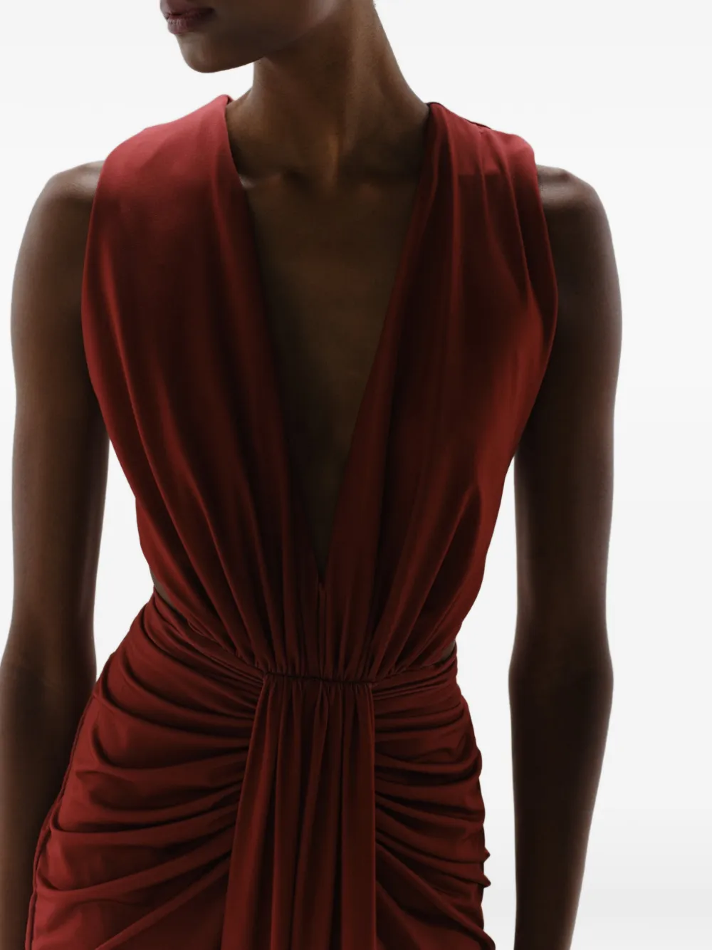Baobab Nia V-neck ruched maxi dress Rood