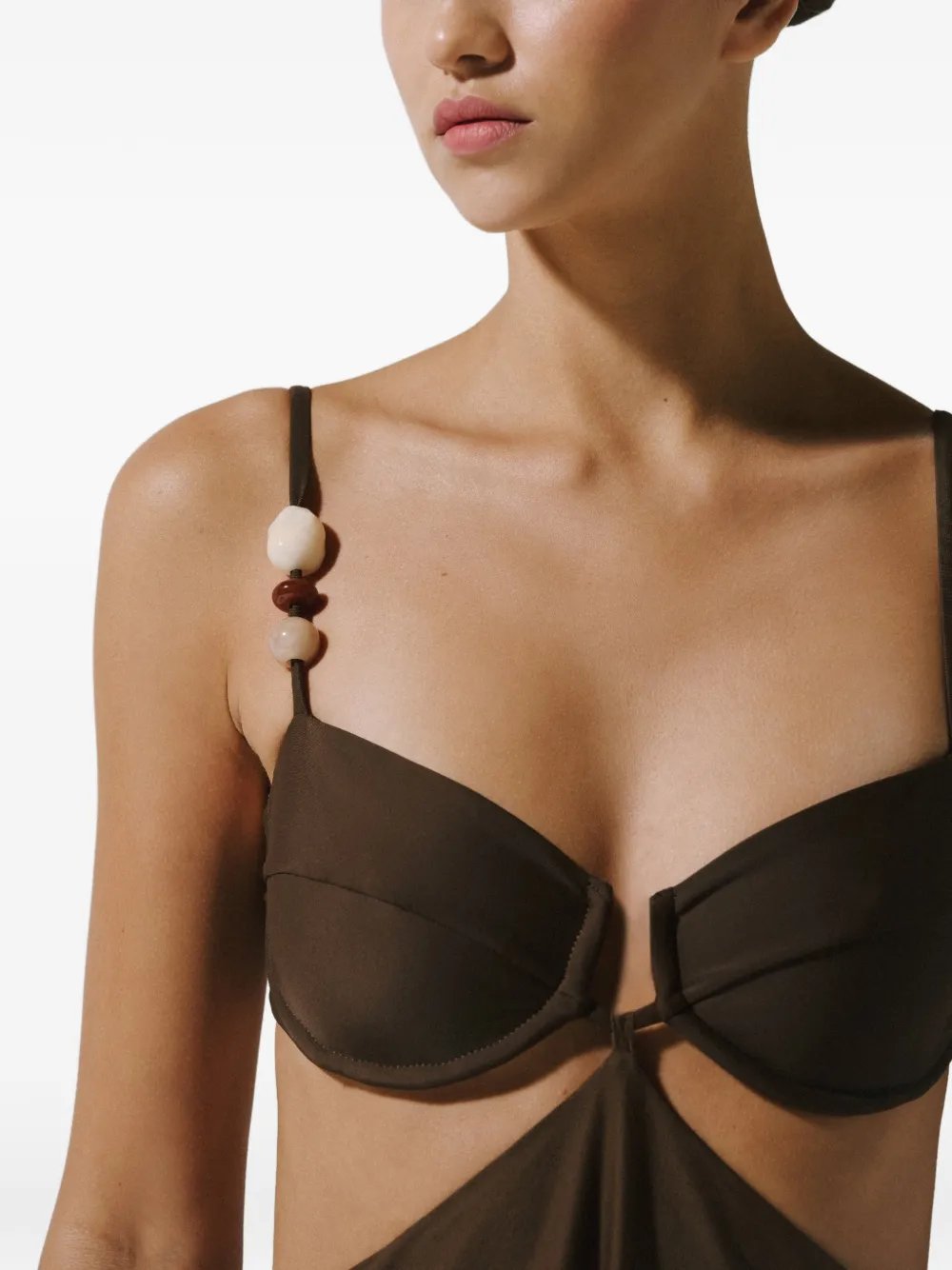 Baobab Kalina maxi-jurk met balconette hals Bruin