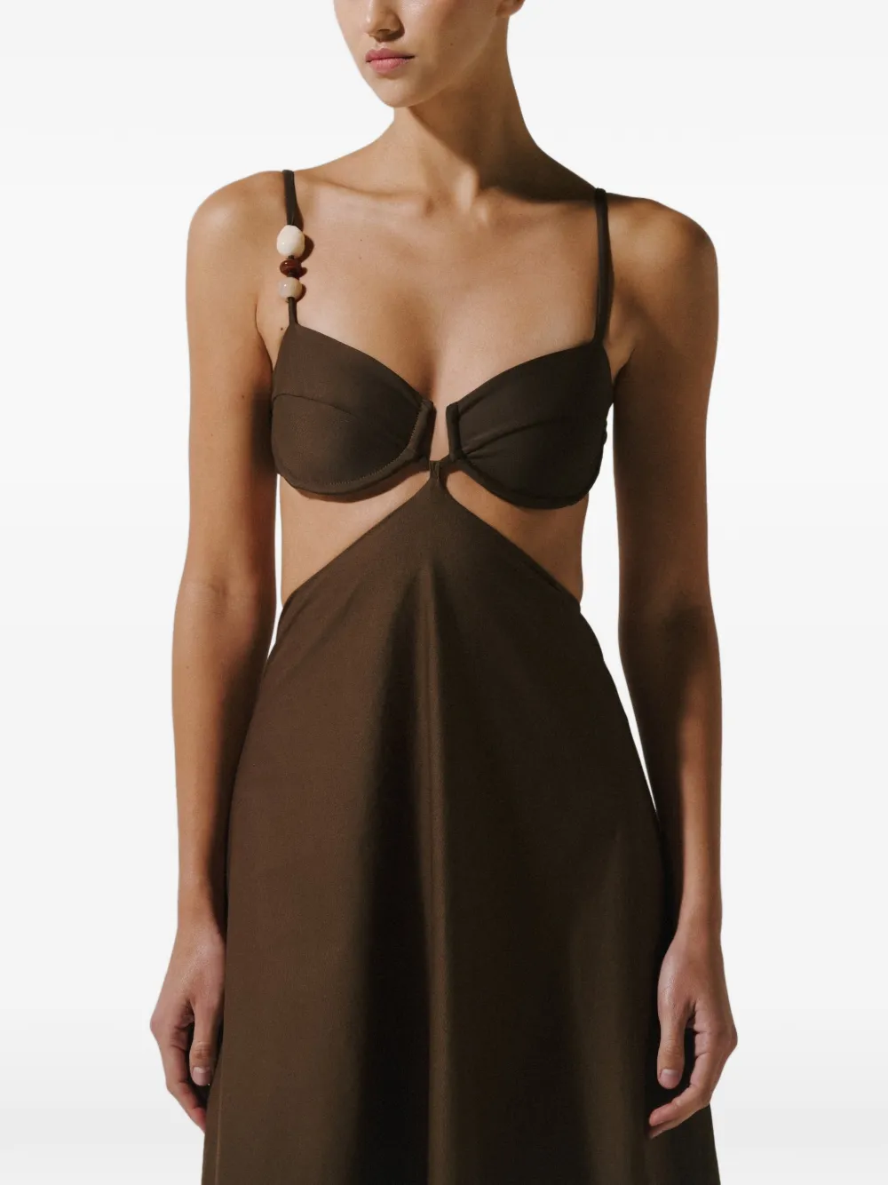 Baobab Kalina maxi-jurk met balconette hals Bruin
