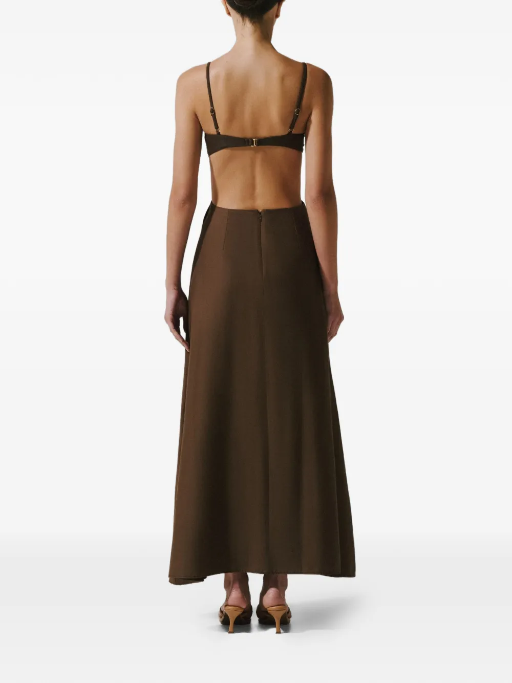 Baobab Kalina maxi-jurk met balconette hals Bruin