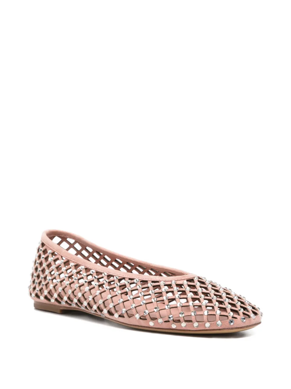 Lola Cruz Leonor lattice embellished ballet flats Beige