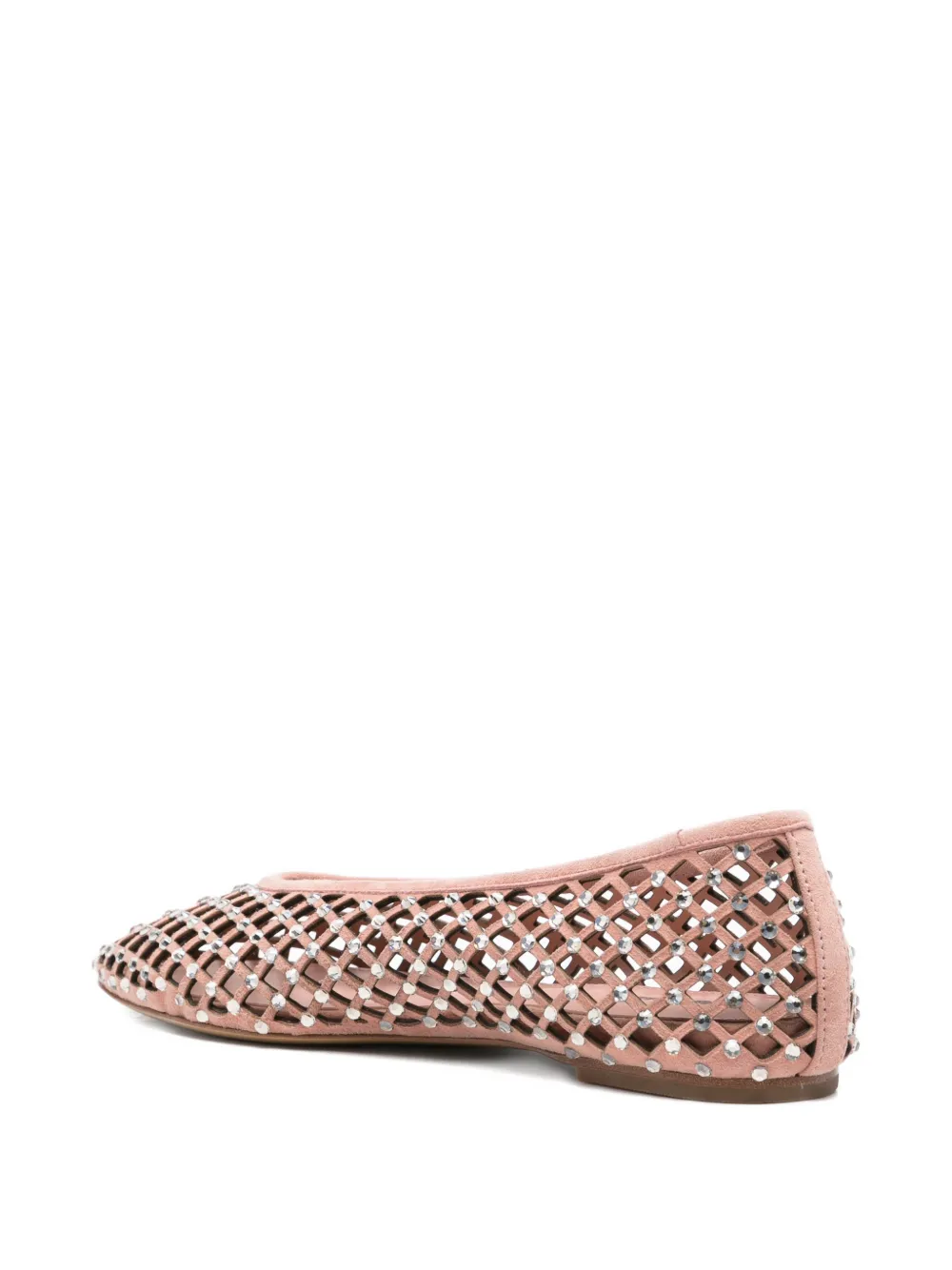 Lola Cruz Leonor lattice embellished ballet flats Beige