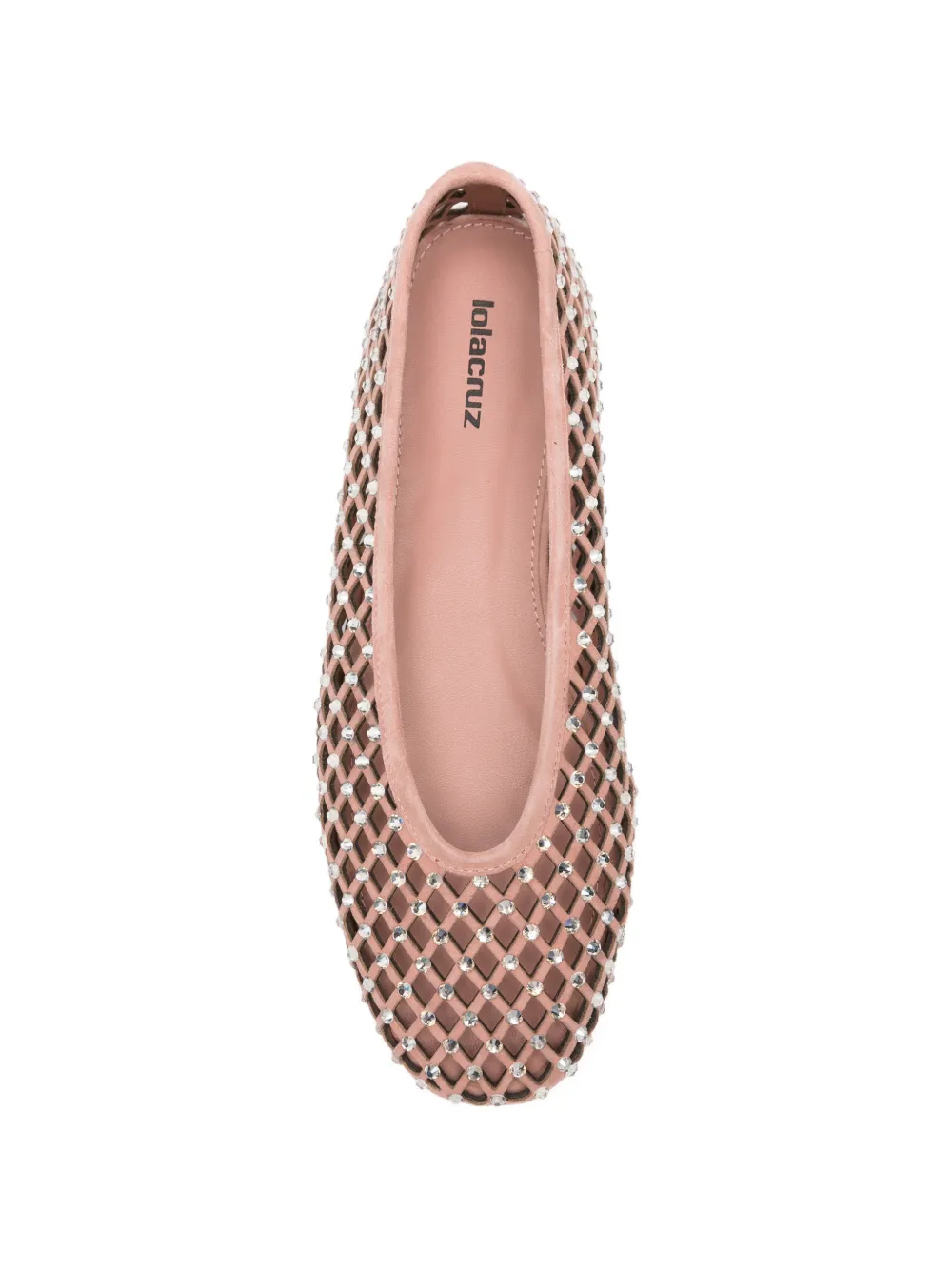Lola Cruz Leonor lattice embellished ballet flats Beige