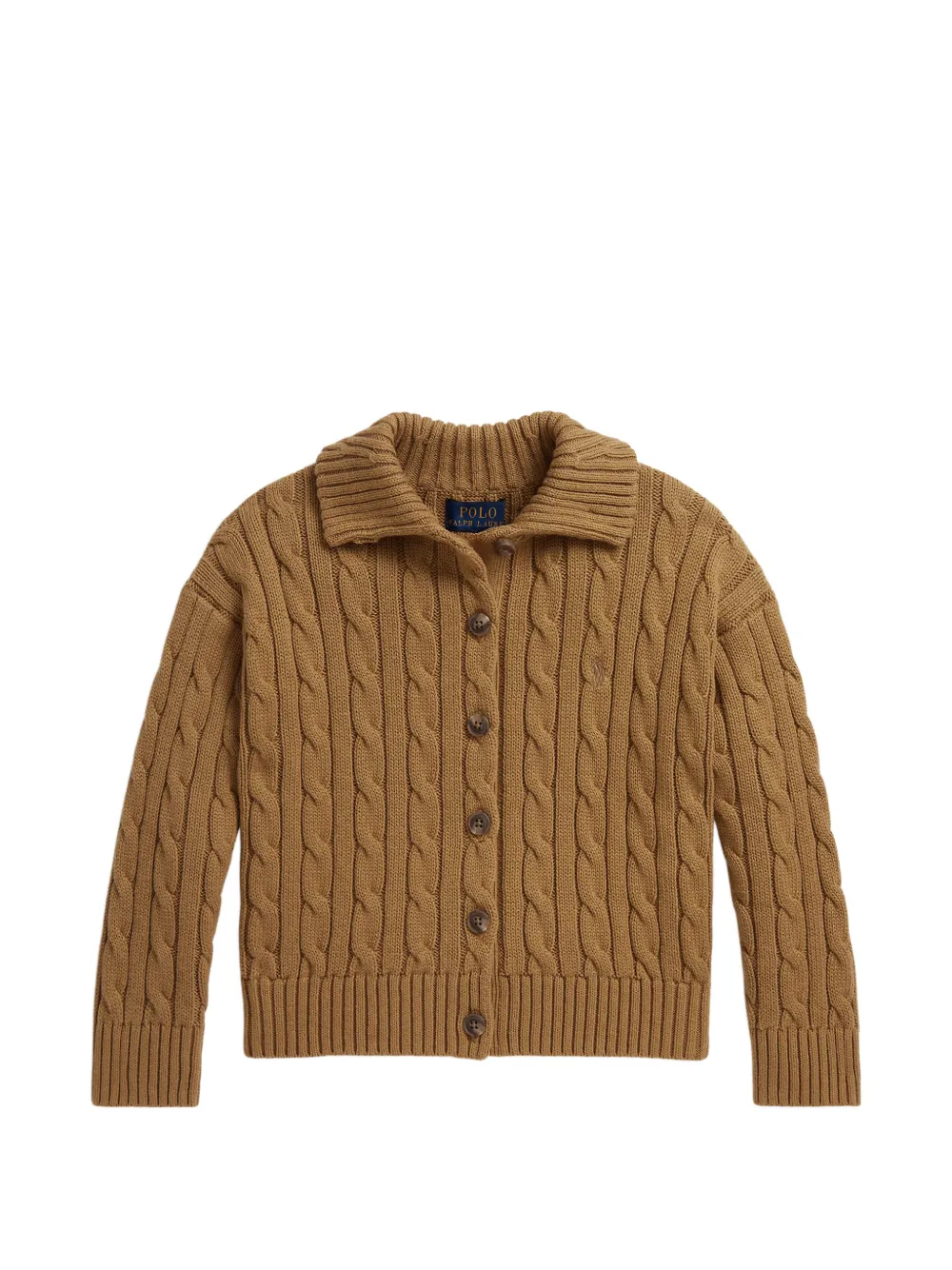 POLO RALPH LAUREN KIDS Cardigan in cotone a trecce - Marrone