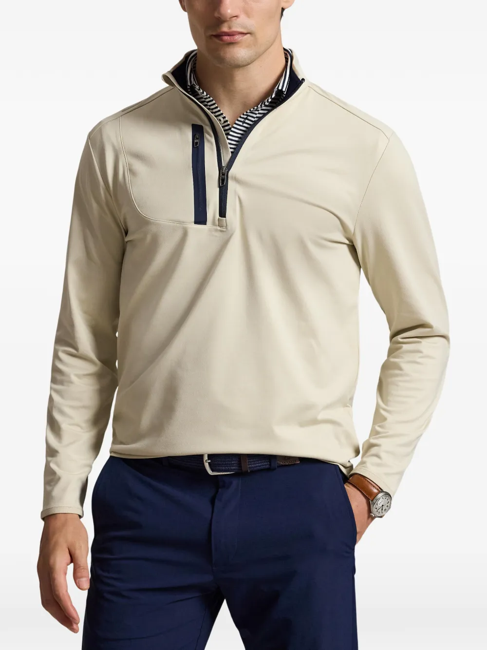 RLX Ralph Lauren Jersey sweater met kwartrits Beige