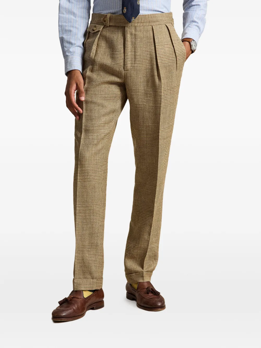 Polo Ralph Lauren Glen geruite plooibroek Bruin
