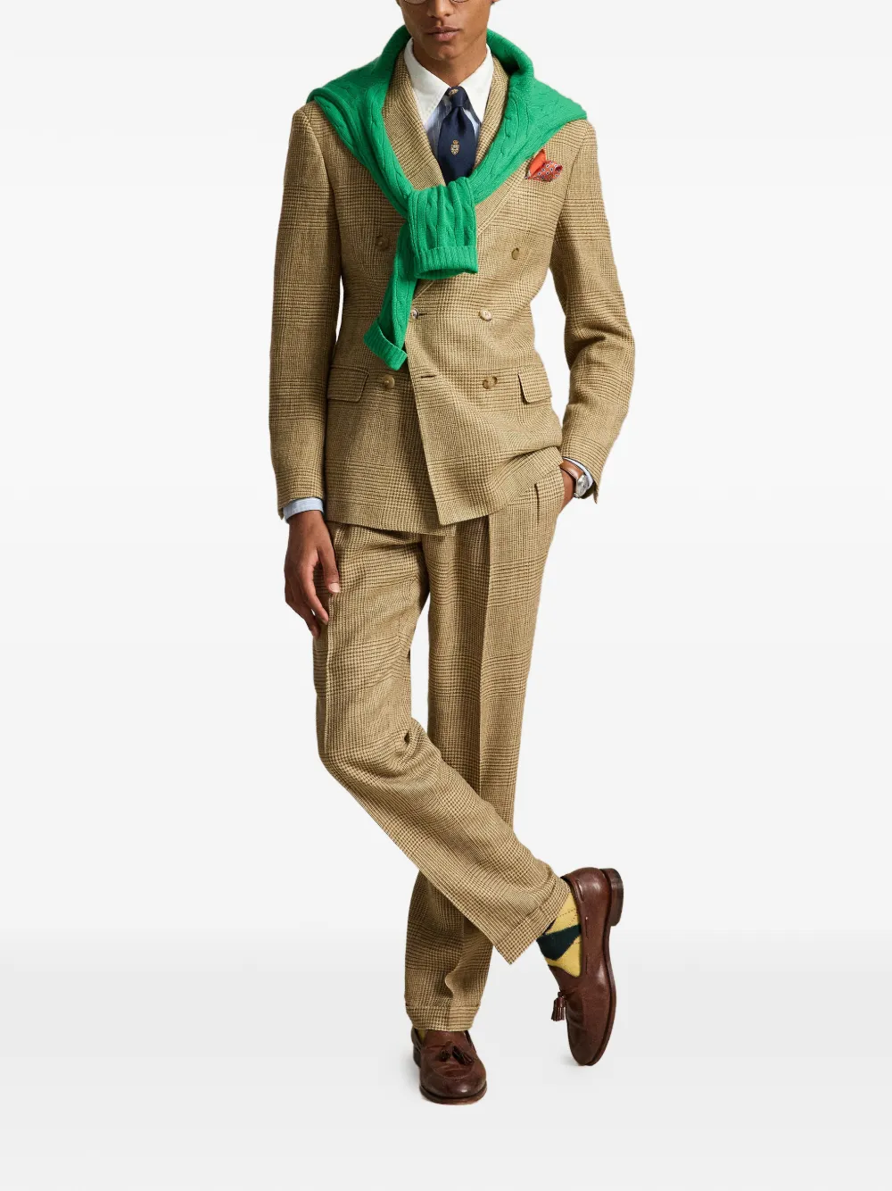 Polo Ralph Lauren Glen geruite plooibroek Bruin