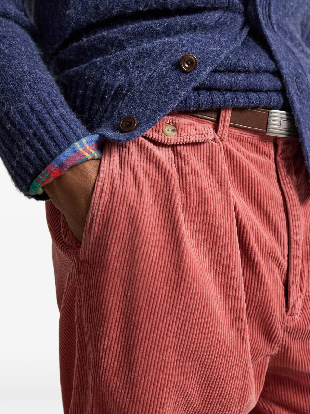 Polo Ralph Lauren Whitman geplooide ribfluwelen broek Roze