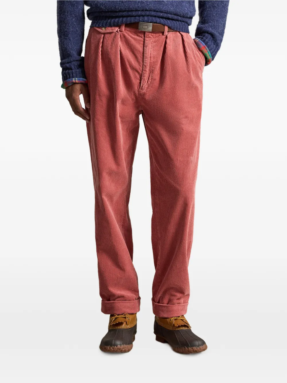 Polo Ralph Lauren Whitman geplooide ribfluwelen broek Roze