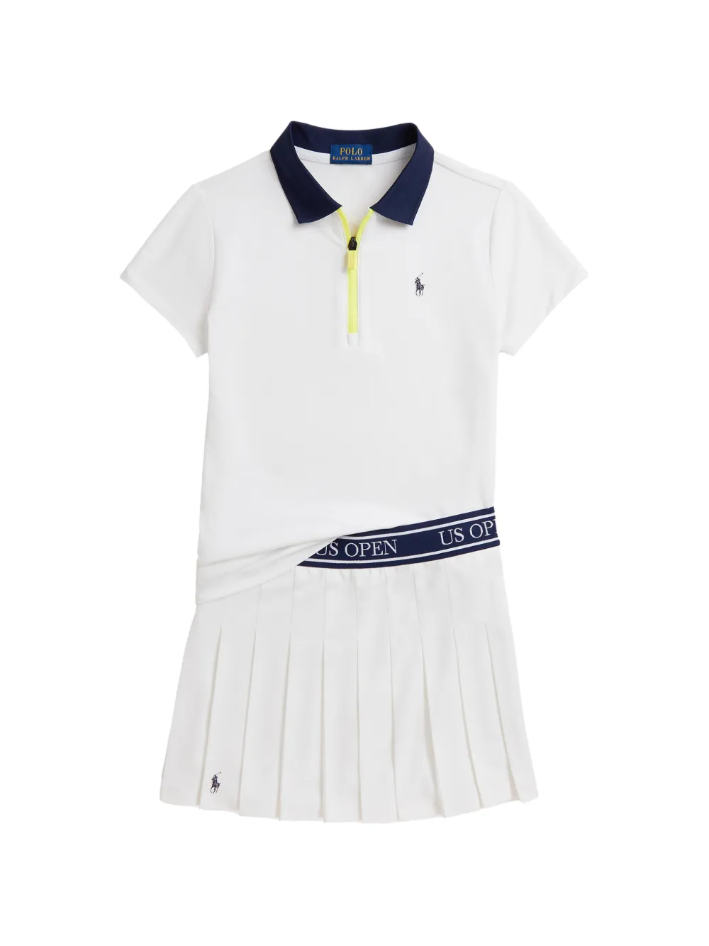 POLO RALPH LAUREN KIDS Set polo e gonna plissettata - Bianco